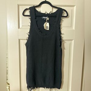 Women’s SER.O.YA Black Raw Edge Hem Knit Tank M NWT